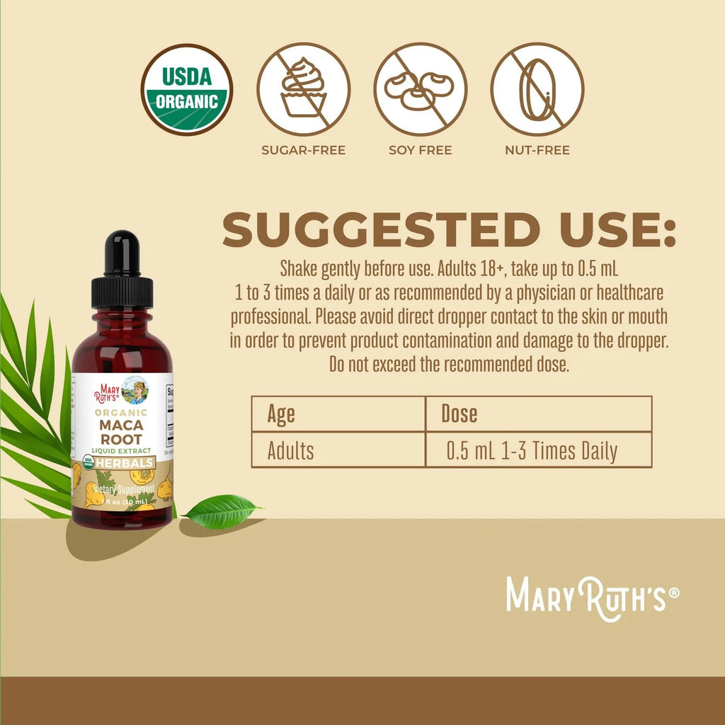 MaryRuth’s USDA Organic Maca Root Liquid Drops | Vegan | Non-GMO | Gluten Free | Alcohol Free | 1 Fl Oz - TrustMedUSA