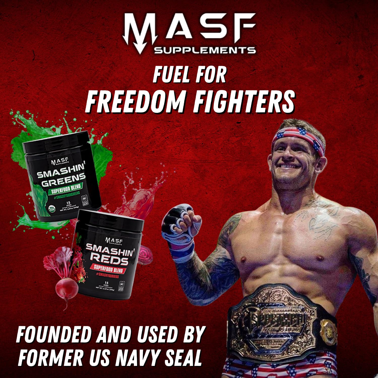 MASF Smashin' Reds Organic Superfood Supplements - 15 Servings - NSF Sport, Super Reds for Digestive Health, Energy, Endurance, Beet Root, Maca, Turmeric, Ginger, Acai, Nitric Oxide Production - TrustMedUSA