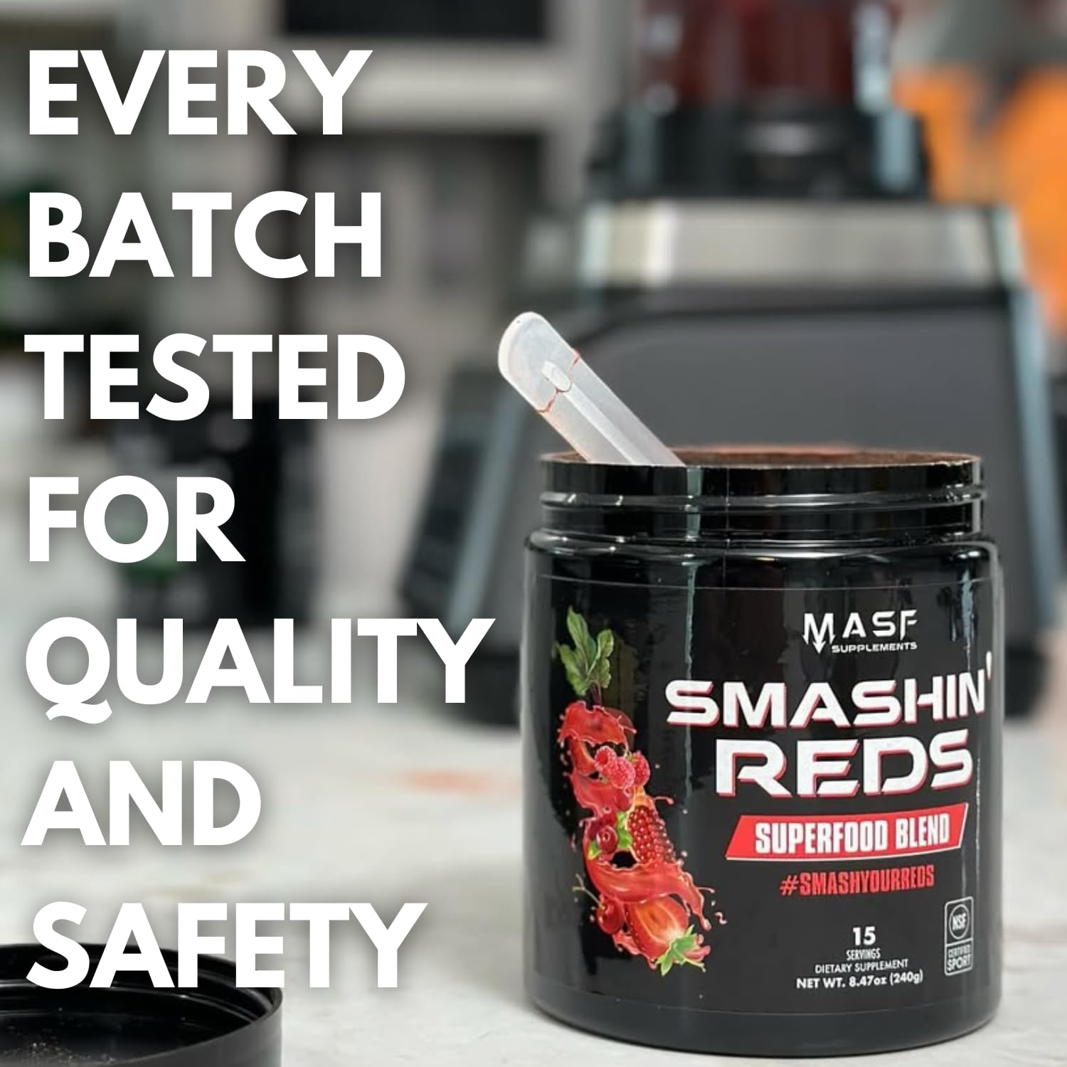 MASF Smashin' Reds Organic Superfood Supplements - 15 Servings - NSF Sport, Super Reds for Digestive Health, Energy, Endurance, Beet Root, Maca, Turmeric, Ginger, Acai, Nitric Oxide Production - TrustMedUSA