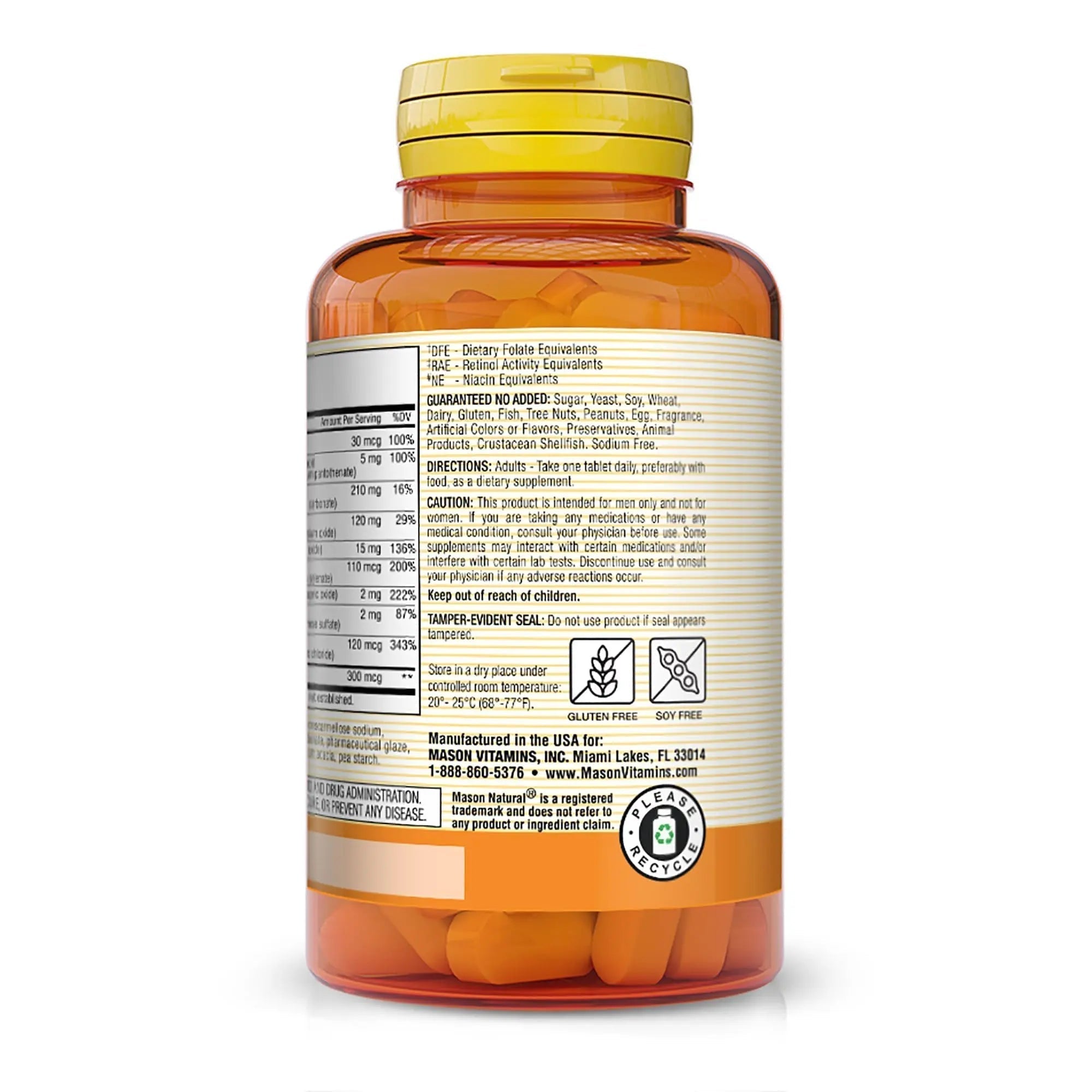 MASON NATURAL, Mens Daily Formula Equivalent to One a Day Mens Brand Tablets - 100 ea - TrustMedUSA