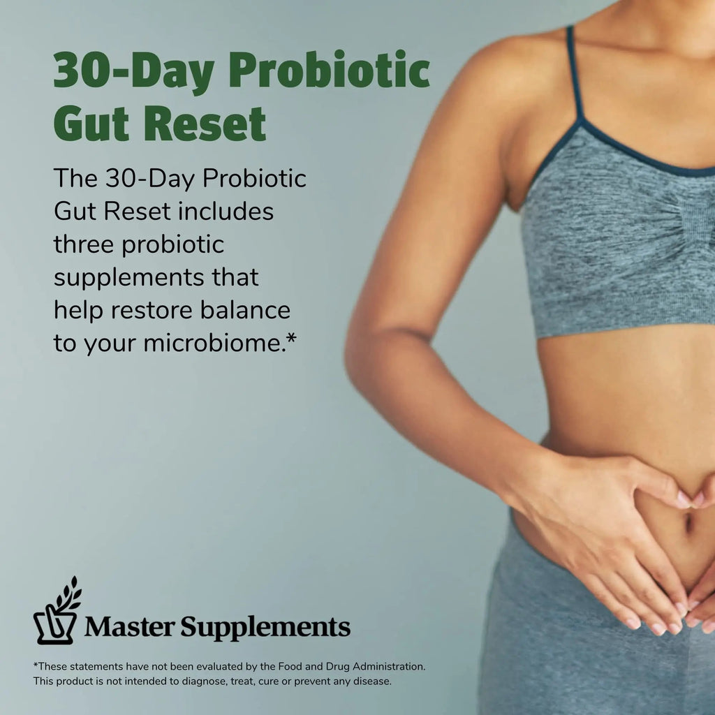 Master Supplements 30-Day Probiotic Gut Reset - Includes Theralac (30 ct.), TruBifido (30 ct.) & TruFlora (30 ct.) - Supports Optimal Gut Health - Gluten Free - TrustMedUSA