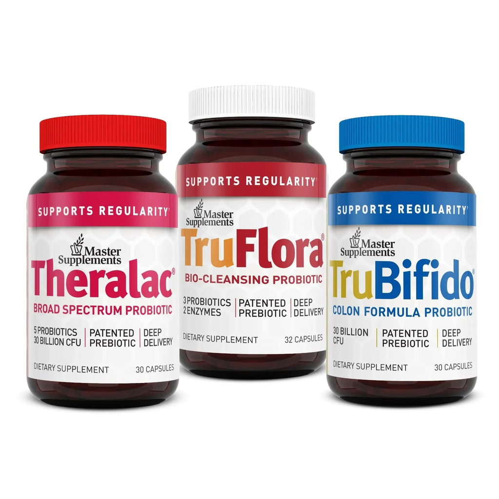 Master Supplements 30-Day Probiotic Gut Reset - Includes Theralac (30 ct.), TruBifido (30 ct.) & TruFlora (30 ct.) - Supports Optimal Gut Health - Gluten Free - TrustMedUSA