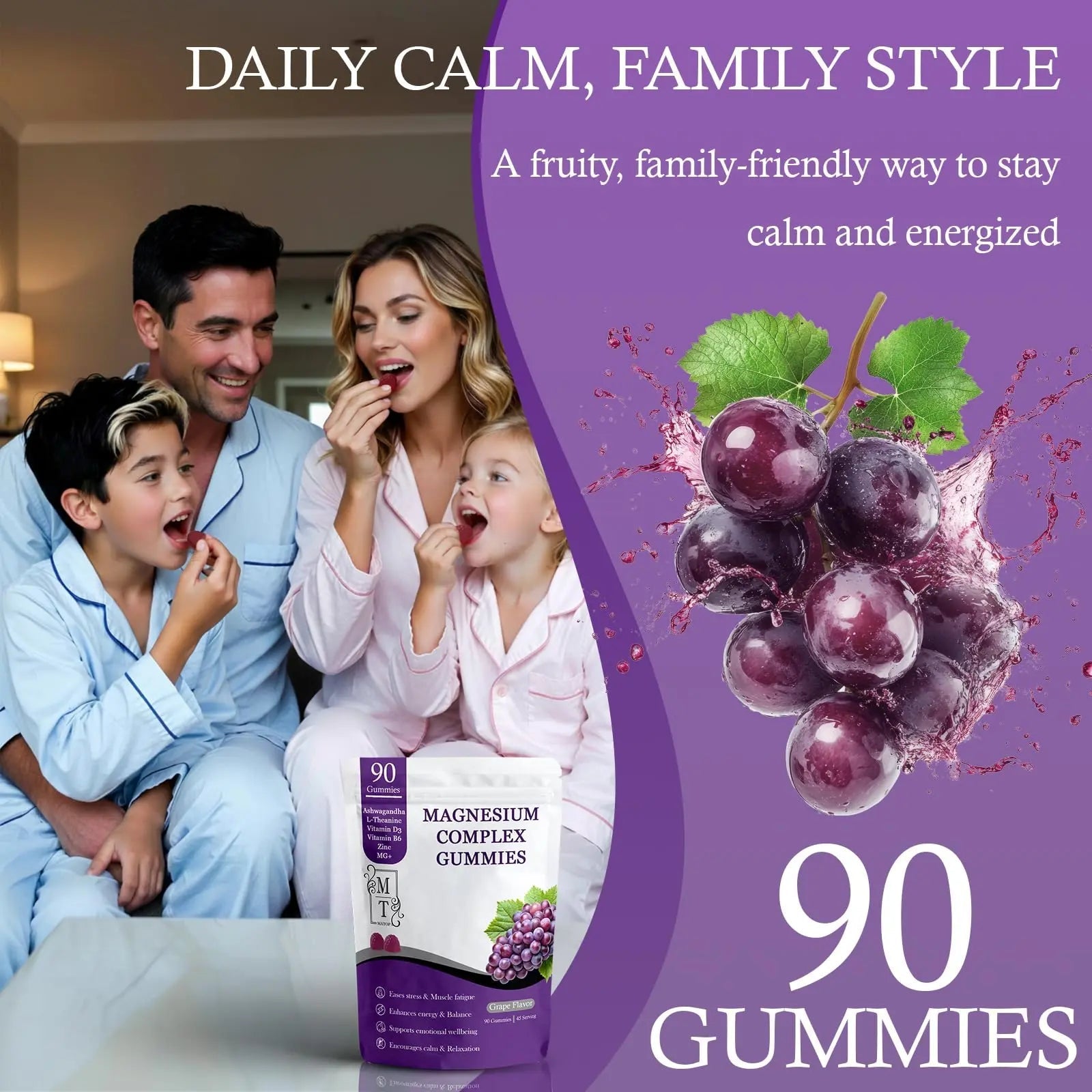 MATOP Magnesium Complex for Women Gummies - 8 in 1 Triple Magnesium Complex (Glycinate, Malate, Citrate) with L-Theanine, Ashwagandha, Vitamin D3, B6 & Zinc - Stress, Calm & Focus - 90 Vegan Gummies - TrustMedUSA