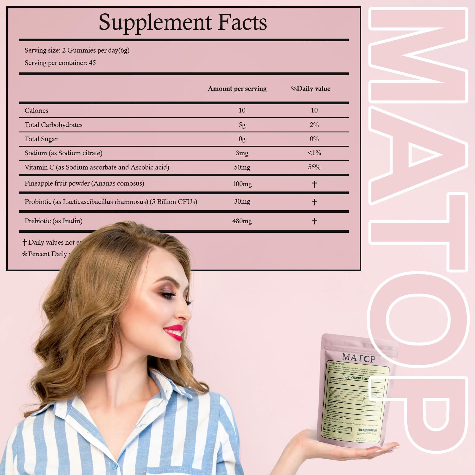 MATOP Probiotic Prebiotic pH Balance Gummies - Vaginal Health Gummies for Women Pro + Prebiotic with Pineapple Flavor, Vegan, Sugar-Free – 90 Gummies (45 Servings) - TrustMedUSA