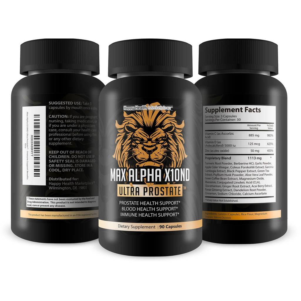 Max Alpha X10ND Ultra Prostate - T Prostate Support for Men - Promote Energy & Endurance - Blood Flow Support for Prostate Health with Vitamin D, Ginseng, Green Tea, & Zinc - Immune Support Benefits - TrustMedUSA