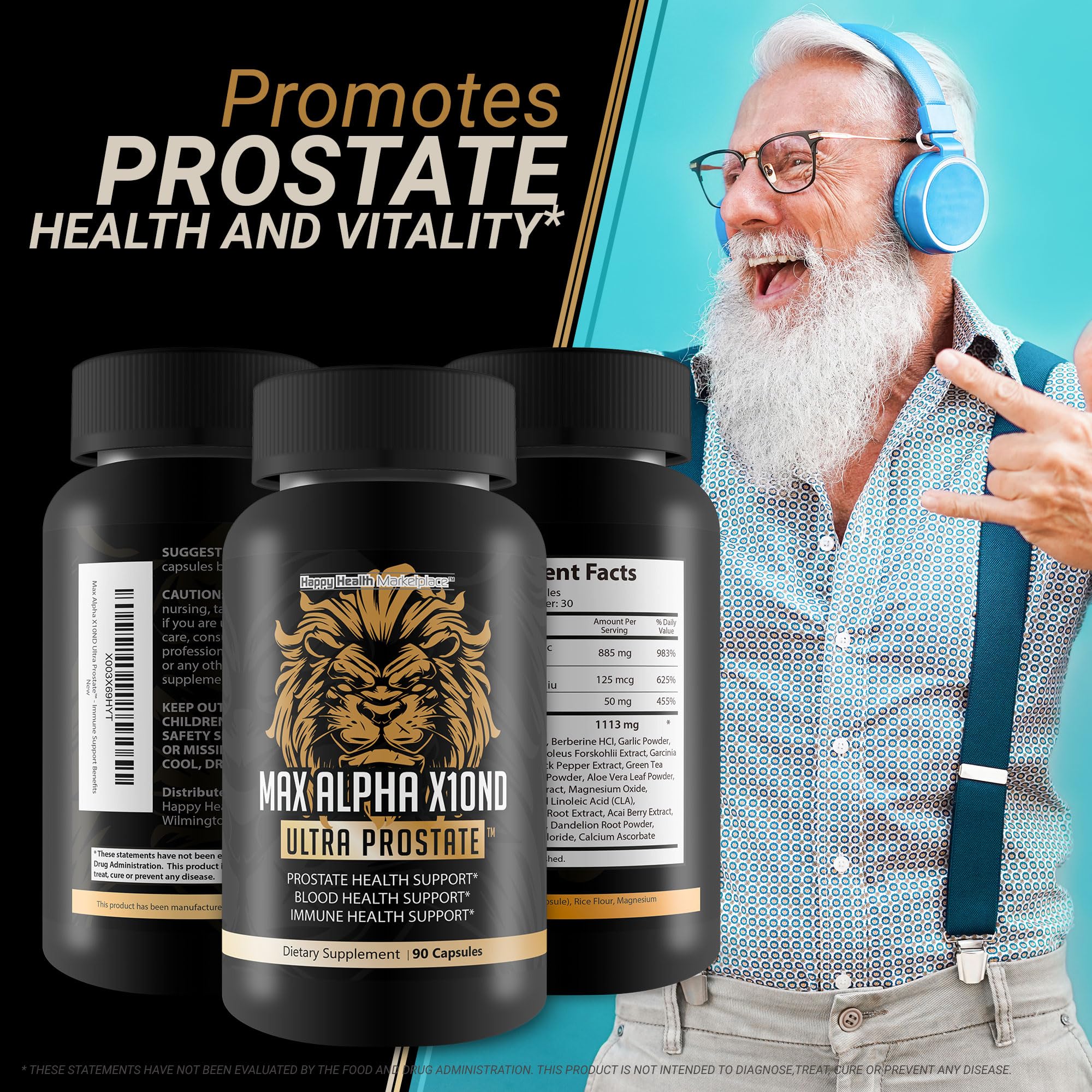 Max Alpha X10ND Ultra Prostate - T Prostate Support for Men - Promote Energy & Endurance - Blood Flow Support for Prostate Health with Vitamin D, Ginseng, Green Tea, & Zinc - Immune Support Benefits - TrustMedUSA