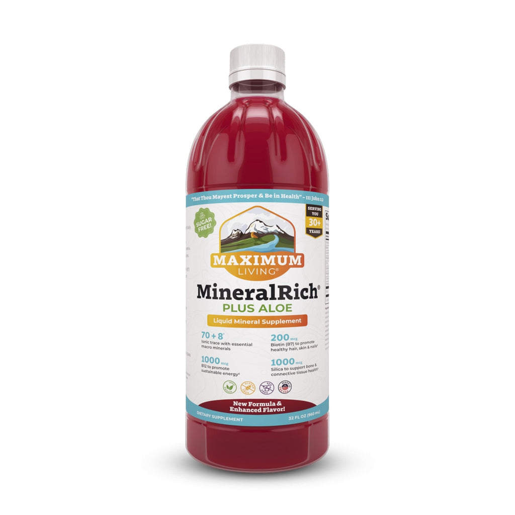 Maximum Living MineralRich Minerals Supplement with Aloe - Liquid Blend of Vitamins and Trace Minerals - 32 oz - TrustMedUSA