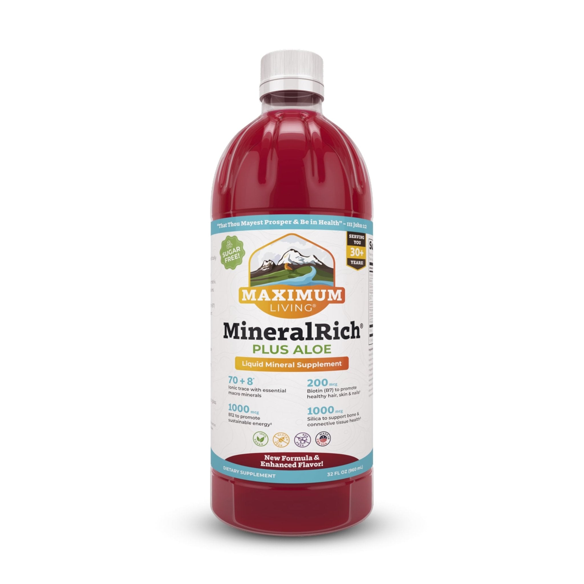Maximum Living MineralRich Minerals Supplement with Aloe - Liquid Blend of Vitamins and Trace Minerals - 32 oz - TrustMedUSA