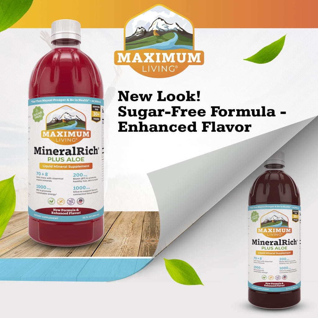 Maximum Living MineralRich Minerals Supplement with Aloe - Liquid Blend of Vitamins and Trace Minerals - 32 oz - TrustMedUSA