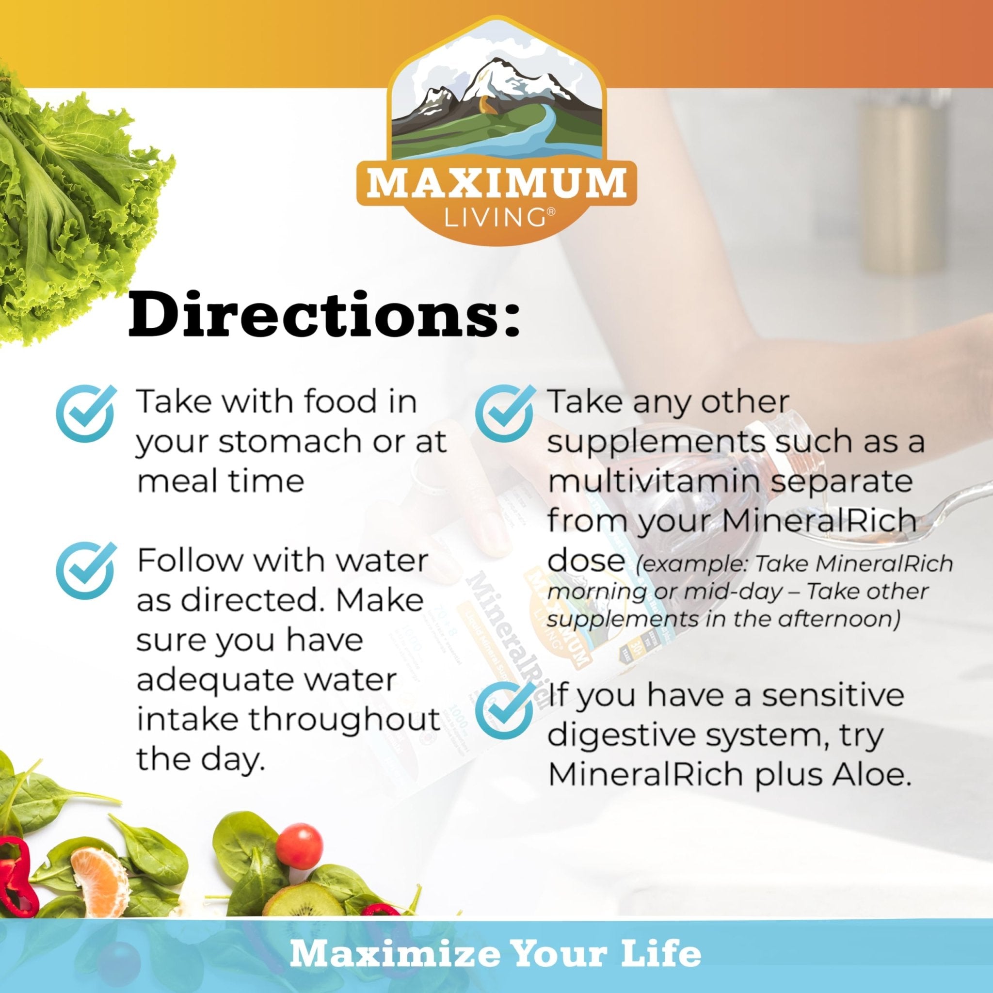 Maximum Living MineralRich Minerals Supplement with Aloe - Liquid Blend of Vitamins and Trace Minerals - 32 oz - TrustMedUSA