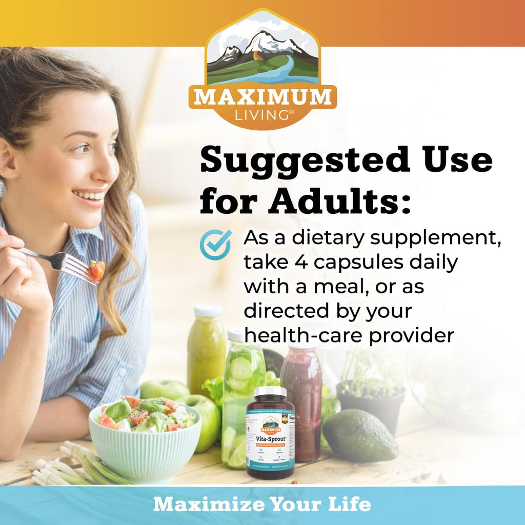 Maximum Living - Vita-Sprout Whole-Food Multivitamin & Phytonutrient Blend - 120 Capsules - TrustMedUSA