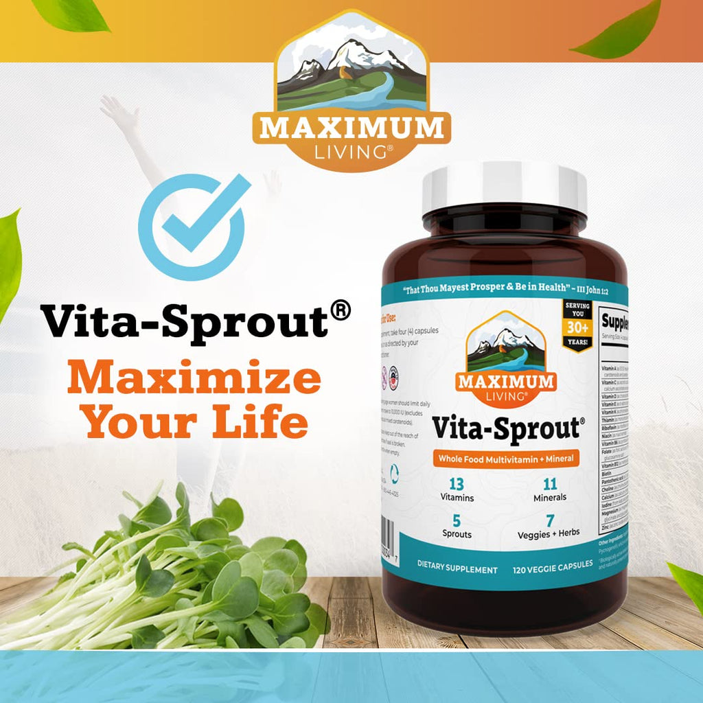 Maximum Living - Vita-Sprout Whole-Food Multivitamin & Phytonutrient Blend - 120 Capsules - TrustMedUSA