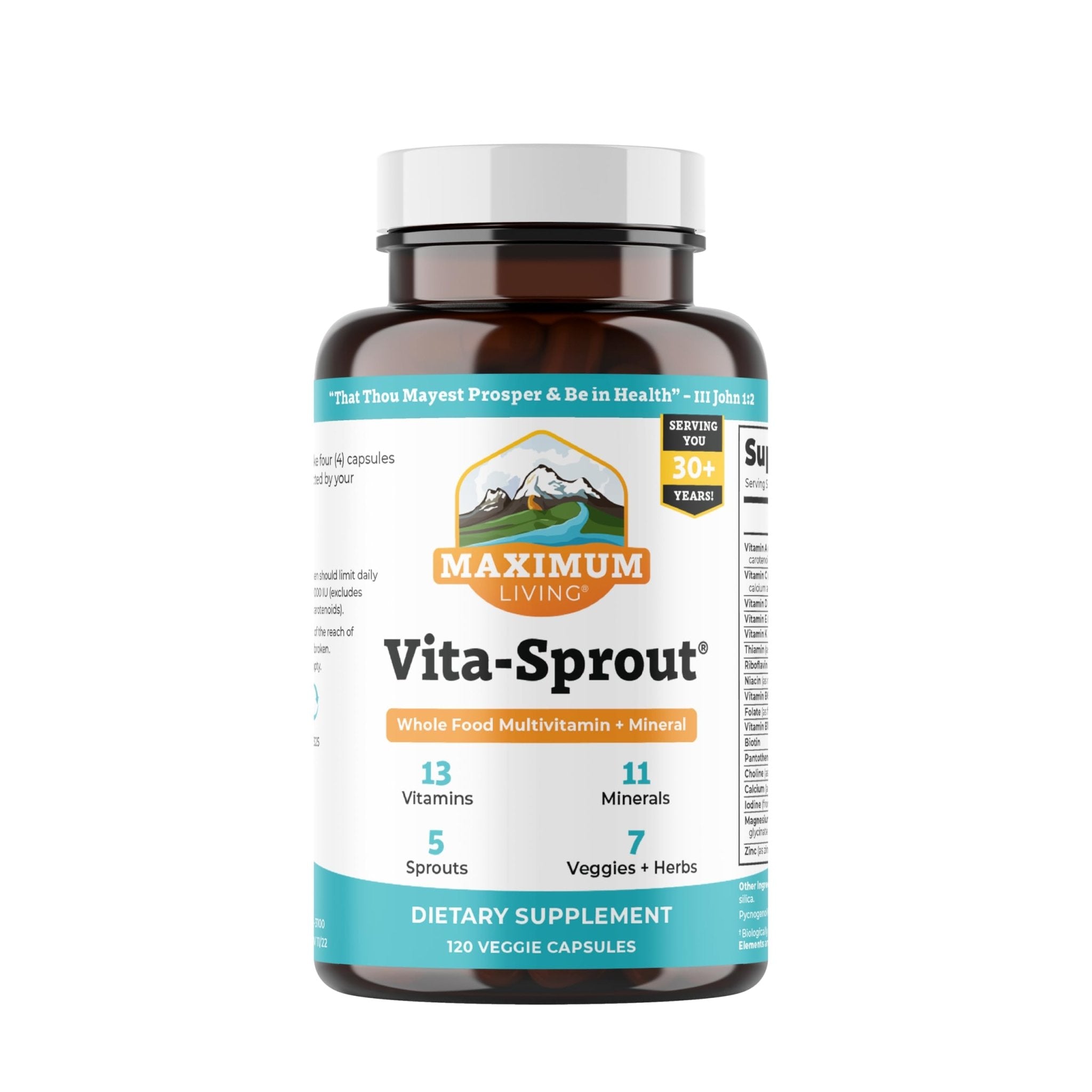 Maximum Living - Vita-Sprout Whole-Food Multivitamin & Phytonutrient Blend - 120 Capsules - TrustMedUSA