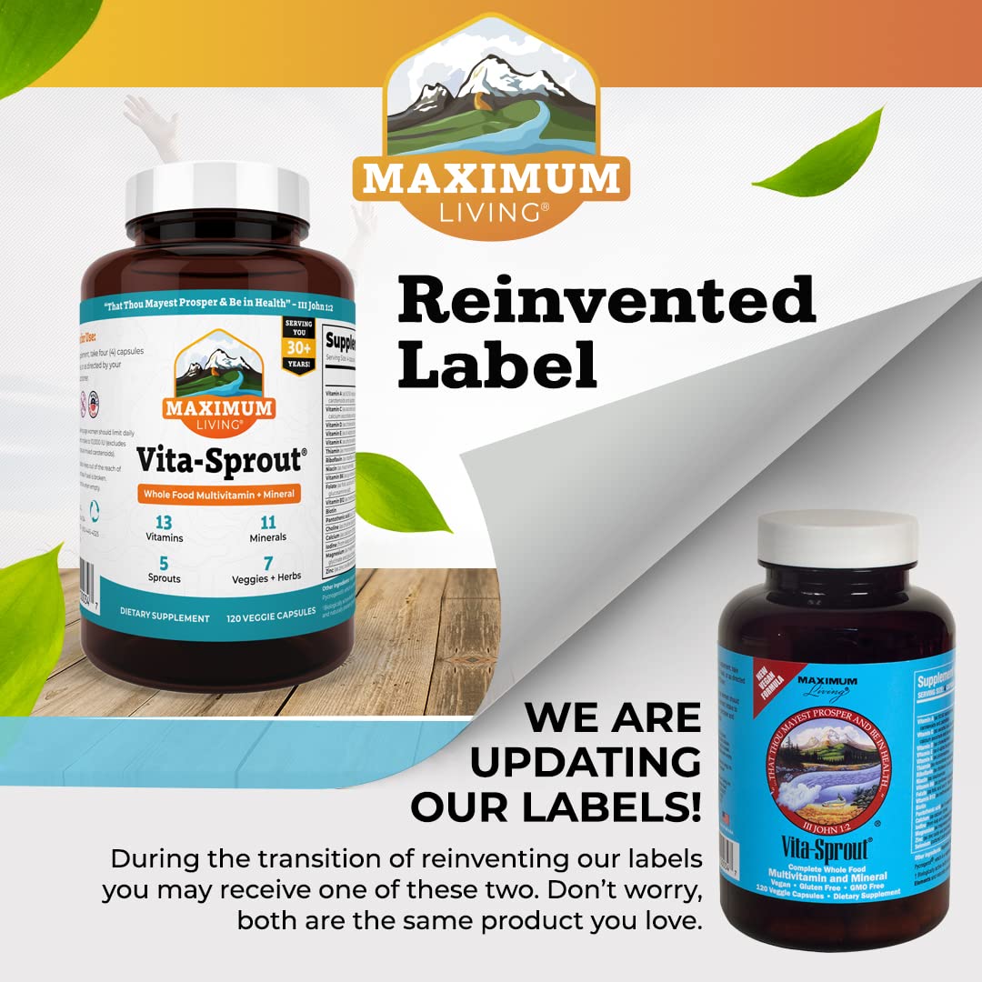 Maximum Living - Vita-Sprout Whole-Food Multivitamin & Phytonutrient Blend - 120 Capsules - TrustMedUSA
