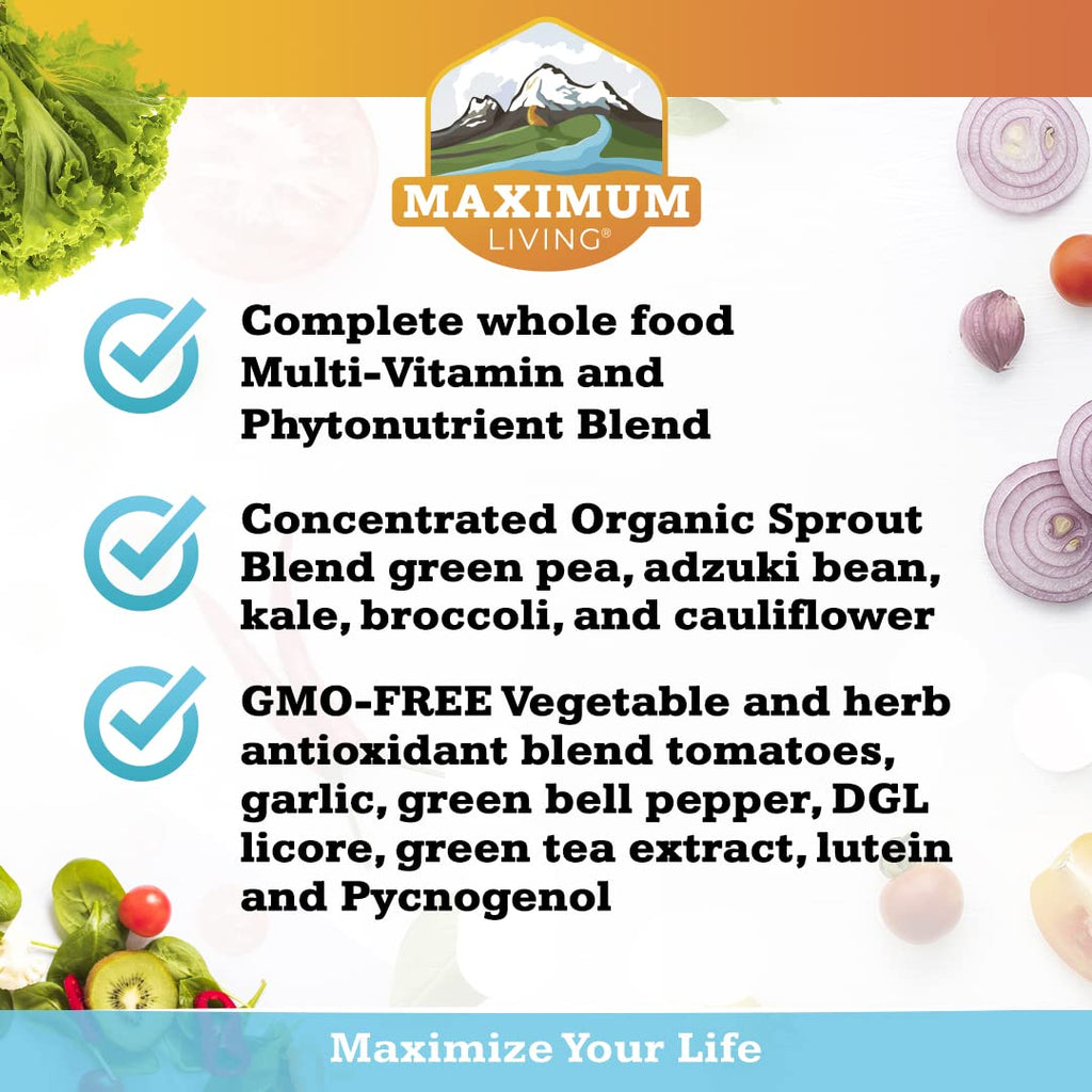 Maximum Living - Vita-Sprout Whole-Food Multivitamin & Phytonutrient Blend - 120 Capsules - TrustMedUSA