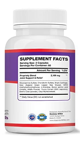 Maximum Slim Max Flex-3 Pain Relief Formula with Green Lipped Mussel - 60 Count - TrustMedUSA