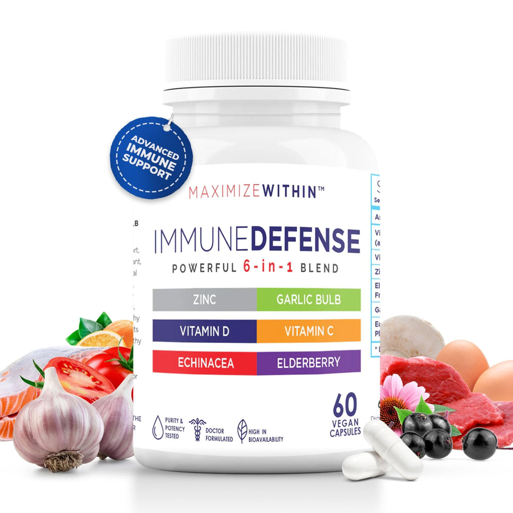 Maximum Slim Powerful 6-in-1 Immune Support Supplement with Zinc, Vitamin C, Elderberry, Vitamin D, Echinacea, & Garlic, 60 Count - TrustMedUSA