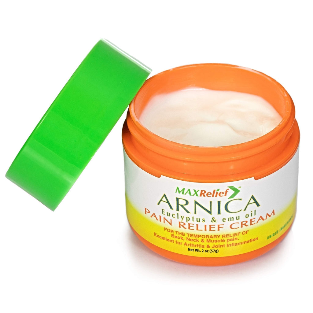 MaxRelief Arnica Montana Pain Cream - Advanced Formula for Deep Relief - Soothe Knee, Joint & Muscle Pain - Reduce Swelling, Joint Inflammation Fibromyalgia & Plantar Fasciitis Relief - Emu Oil 2oz - TrustMedUSA