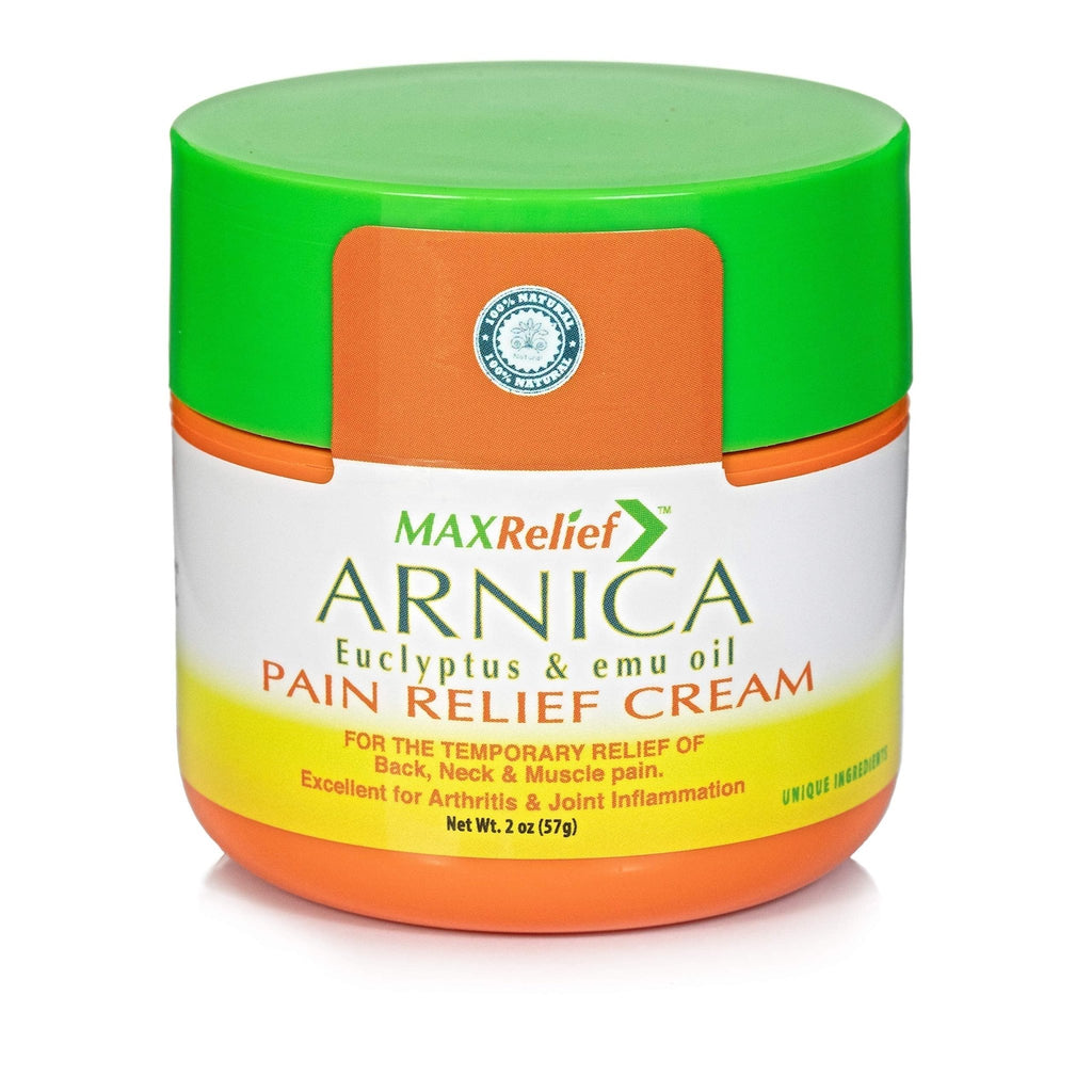 MaxRelief Arnica Montana Pain Cream - Advanced Formula for Deep Relief - Soothe Knee, Joint & Muscle Pain - Reduce Swelling, Joint Inflammation Fibromyalgia & Plantar Fasciitis Relief - Emu Oil 2oz - TrustMedUSA