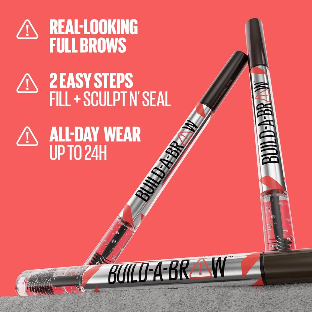 Maybelline Build-A-Brow 2-in-1 Brow Pen and Sealing Eyebrow Gel, Eyebrow Makeup for Real-Looking, Fuller Brows, Black Brown, 1 Count - TrustMedUSA