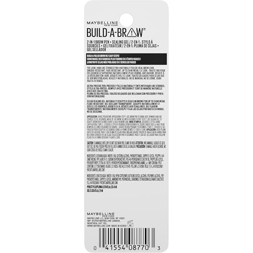 Maybelline Build-A-Brow 2-in-1 Brow Pen and Sealing Eyebrow Gel, Eyebrow Makeup for Real-Looking, Fuller Brows, Black Brown, 1 Count - TrustMedUSA