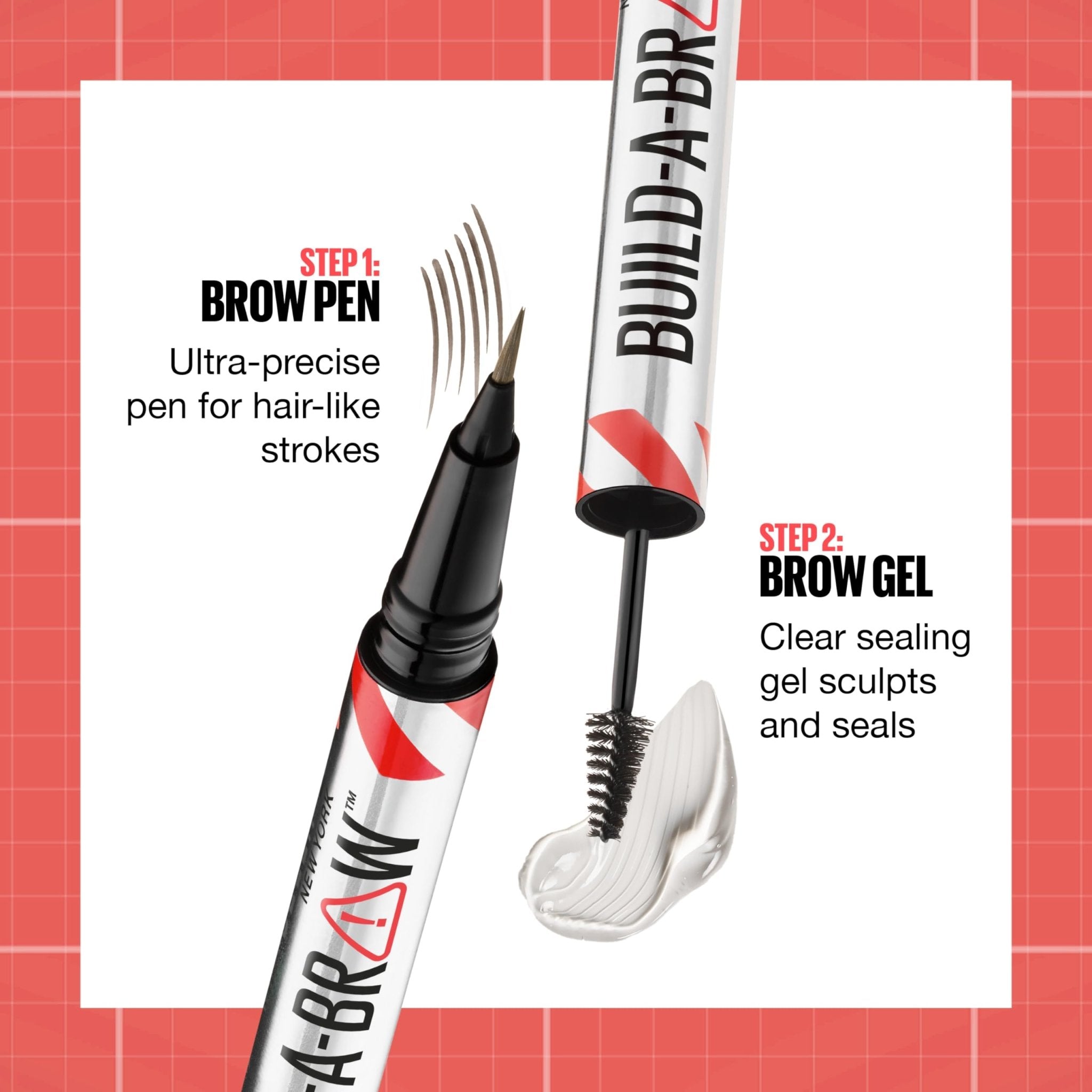 Maybelline Build-A-Brow 2-in-1 Brow Pen and Sealing Eyebrow Gel, Eyebrow Makeup for Real-Looking, Fuller Brows, Black Brown, 1 Count - TrustMedUSA