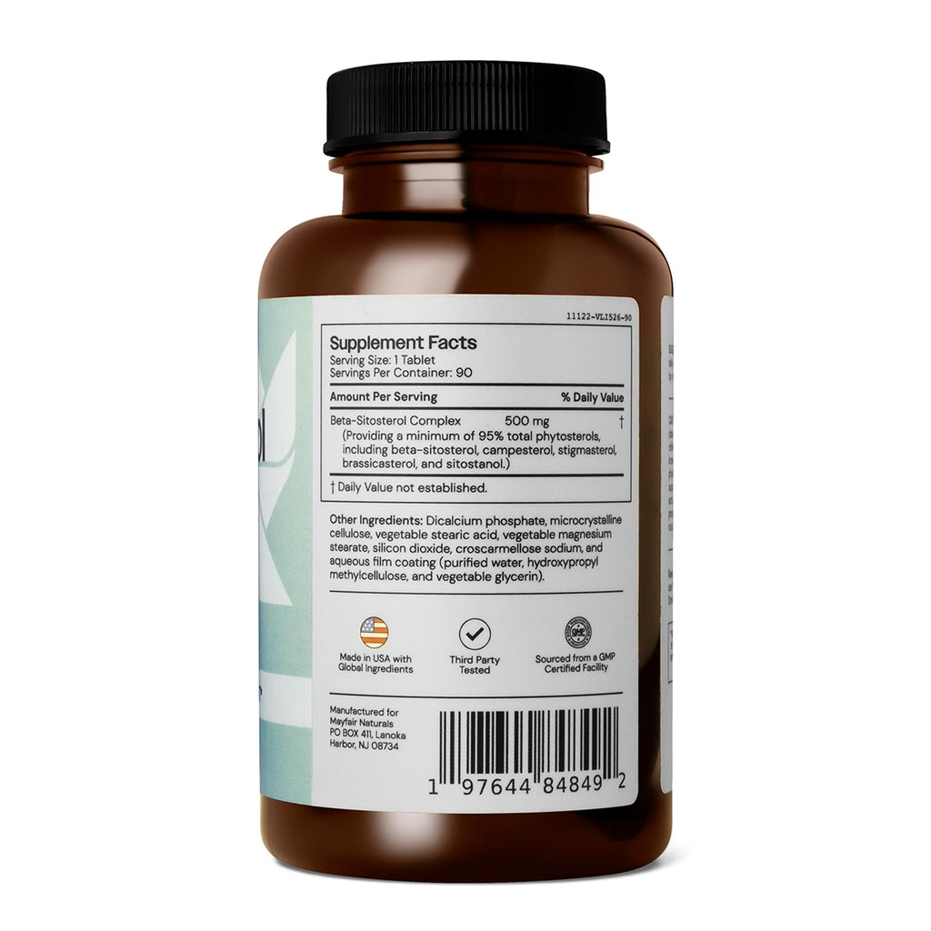 Mayfair Naturals Beta Sitosterol Complex (2 Pack), 500mg, Plant Sourced, 90 Tablets Each (180 Total), Comprehensive Support Supplement - TrustMedUSA
