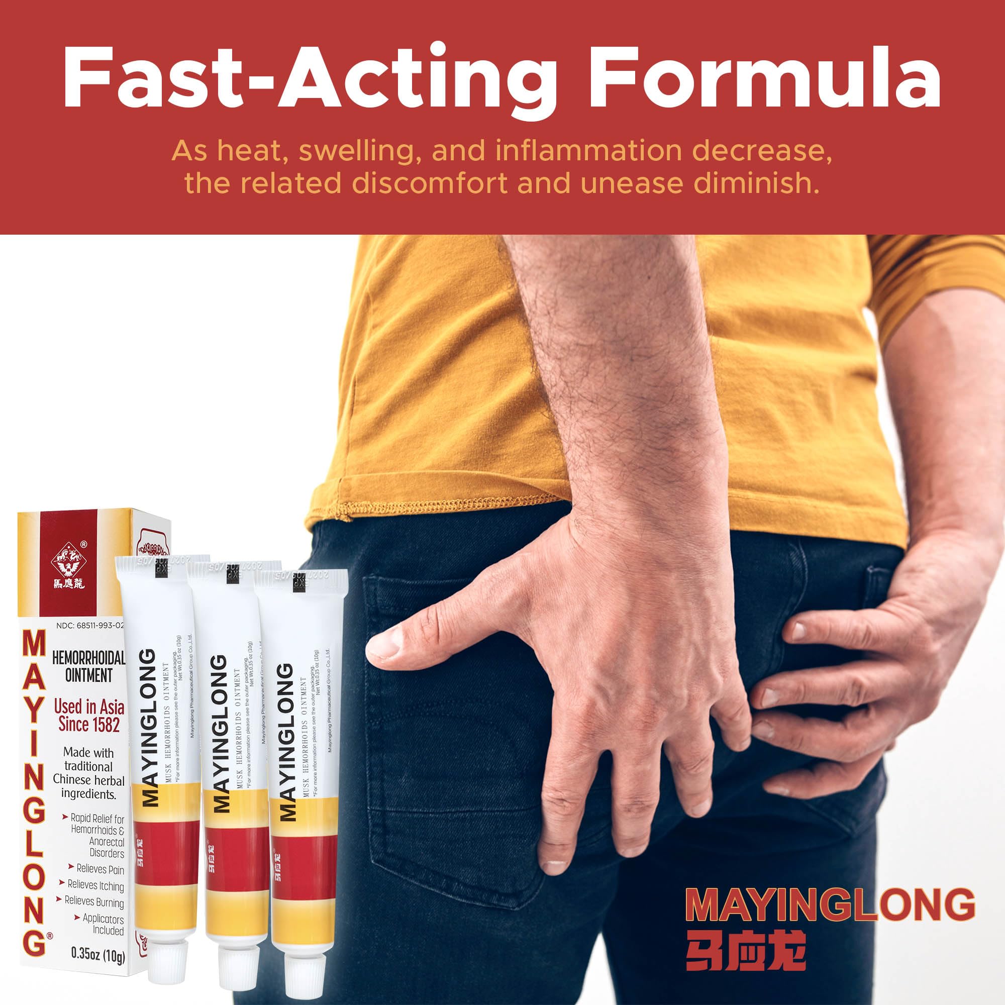 Mayinglong Musk Hemorrhoidal Ointment, Helps Relieve Itching, Burning, or Discomfort Fast (3 Pack) - TrustMedUSA