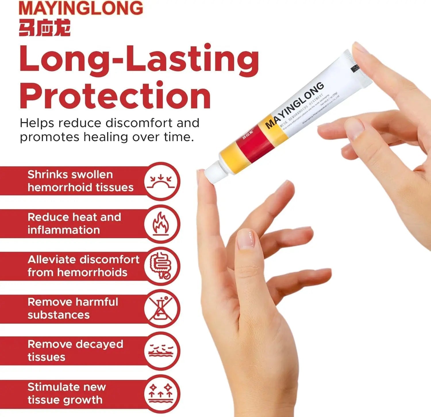 Mayinglong Musk Hemorrhoids Ointment - (20 Grams) Maximum Strength Formula for Hemorrhoidal Fast Relief, Soothes Itching, Burning & Discomfort - Fast-Acting Relief (0.71 oz Tube) - TrustMedUSA
