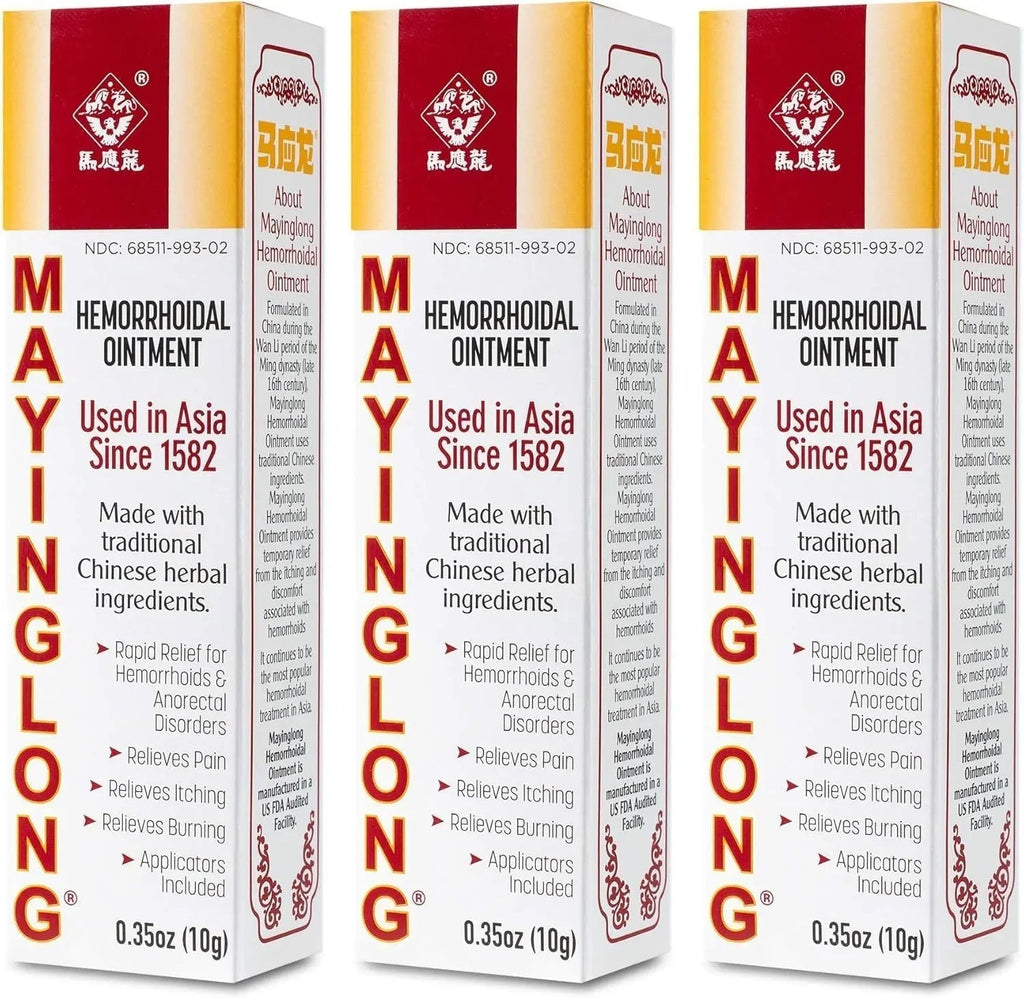 Mayinglong Musk Hemorrhoids Ointment (3 x 10g Tubes), 30g - Maximum Strength Formula for Hemorrhoidal Fast Relief, Soothes Itching, Burning & Discomfort - Fast-Acting Treatment to Shrink Swelling - TrustMedUSA