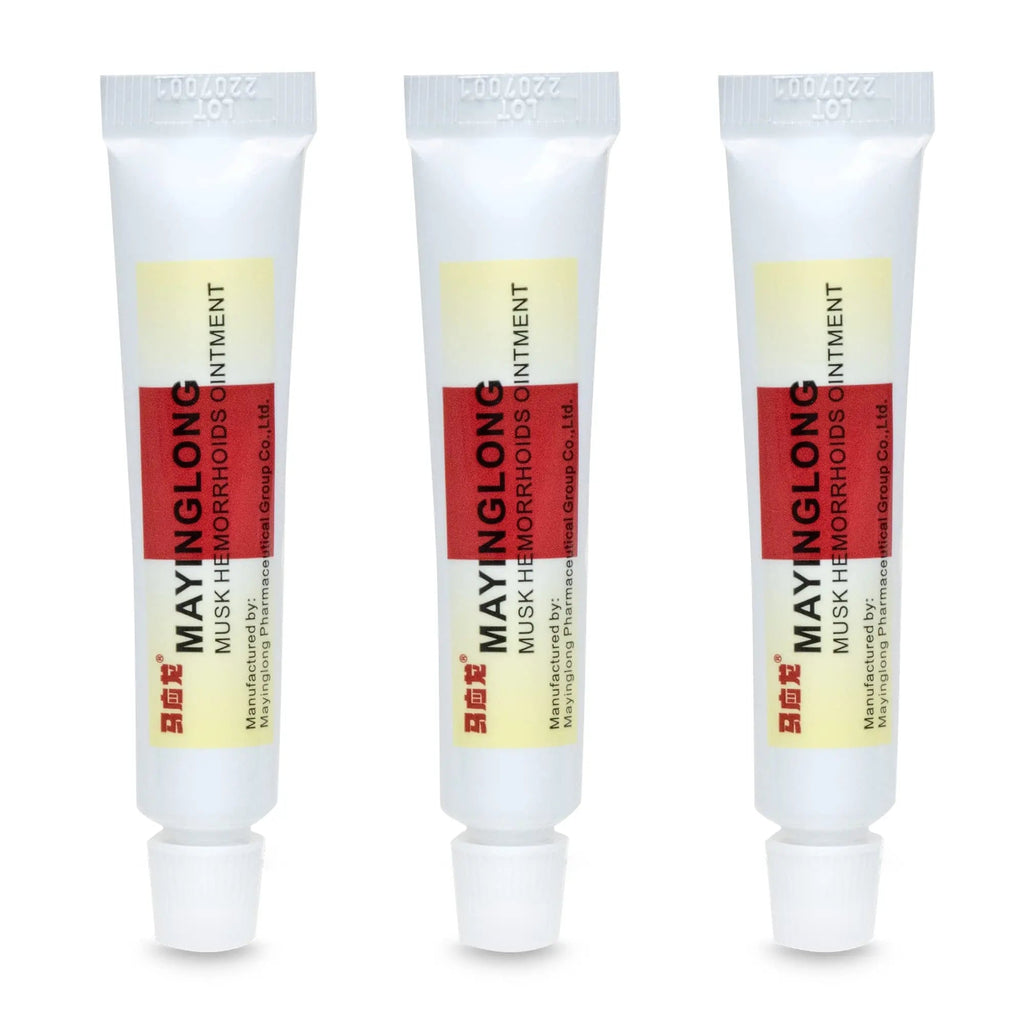 Mayinglong Musk Hemorrhoids Ointment (3 x 10g Tubes), 30g - Maximum Strength Formula for Hemorrhoidal Fast Relief, Soothes Itching, Burning & Discomfort - Fast-Acting Treatment to Shrink Swelling - TrustMedUSA