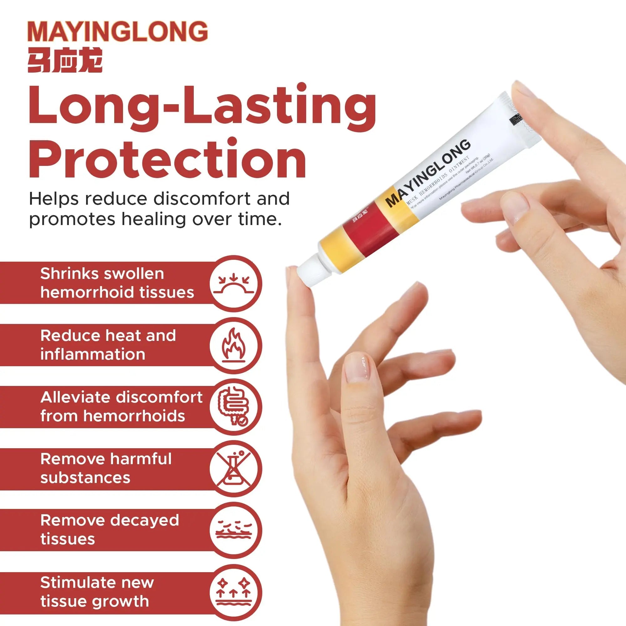 Mayinglong Musk Hemorrhoids Ointment (3 x 10g Tubes), 30g - Maximum Strength Formula for Hemorrhoidal Fast Relief, Soothes Itching, Burning & Discomfort - Fast-Acting Treatment to Shrink Swelling - TrustMedUSA