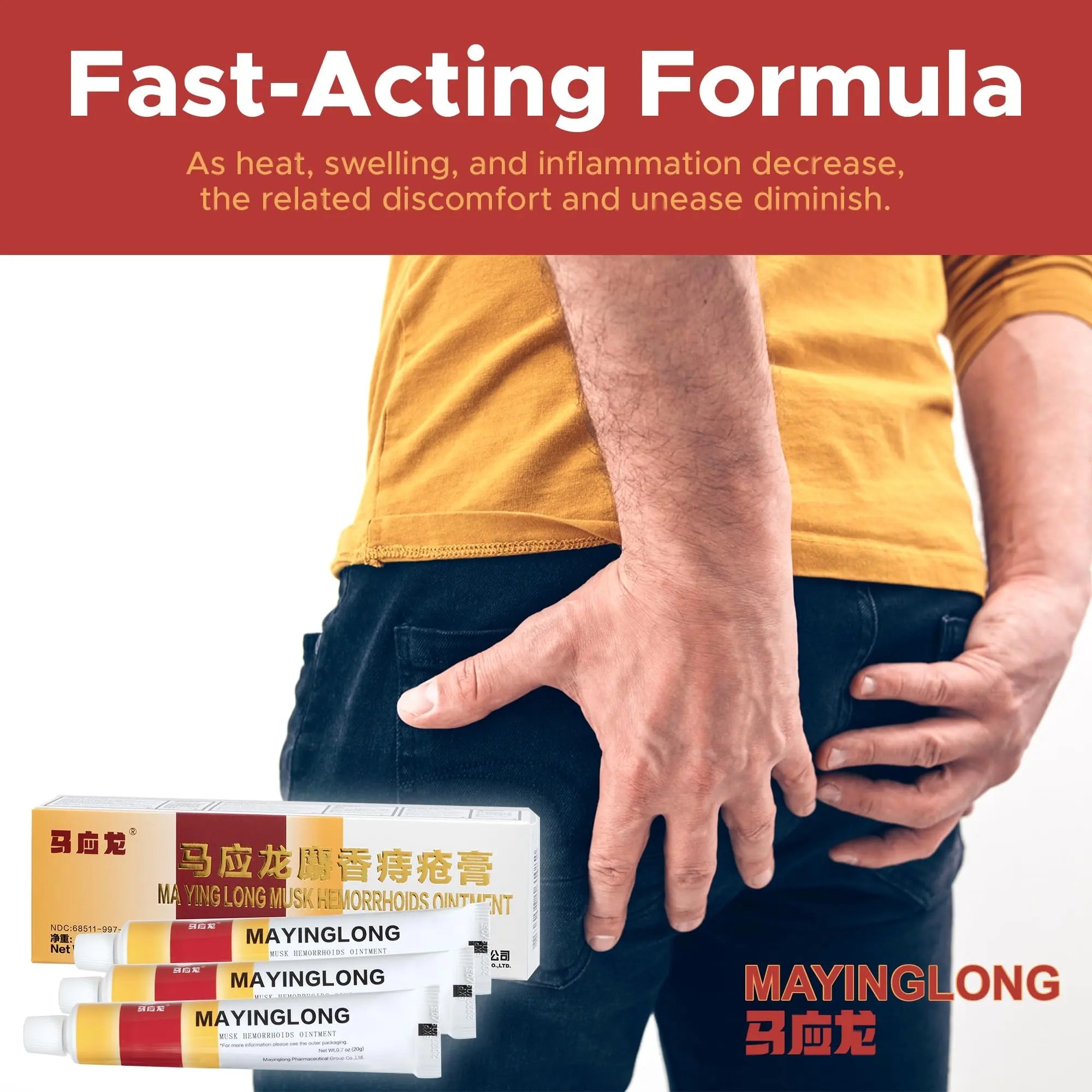Mayinglong Musk Hemorrhoids Ointment (3 x 10g Tubes), 30g - Maximum Strength Formula for Hemorrhoidal Fast Relief, Soothes Itching, Burning & Discomfort - Fast-Acting Treatment to Shrink Swelling - TrustMedUSA