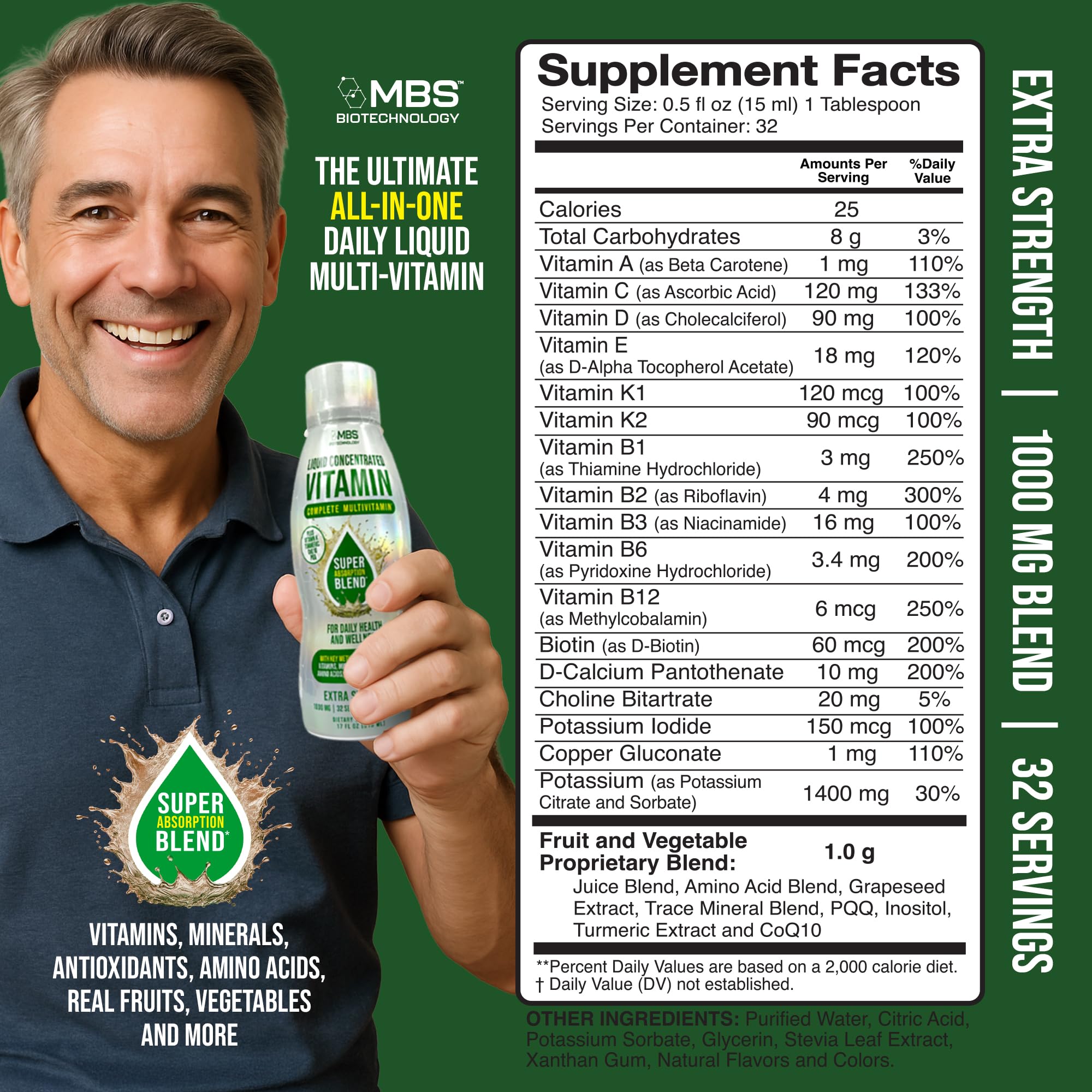 MBS Biotechnology Liquid Multivitamin for Adults – Complete High-Absorption Daily Vitamin with Superfoods, CoQ10, B-Complex, Turmeric & PQQ – Immune & Energy Support – Berry Flavor, 17 oz - TrustMedUSA