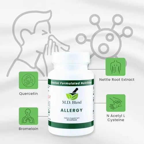 M.D. Blend Nature’s Biotic & Allergy Expert Bundle for Immune Support, Seasonal Allergy Relief, Respiratory Wellness, Quercetin and Bromelain, NAC Nettle Root Vitamins & Minerals Plant-Based Capsules - TrustMedUSA