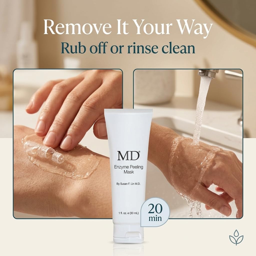 MD Enzyme Peeling Mask for Sensitive Skin - Gentle Exfoliating Gel with Papaya & Pineapple Enzymes - Professional Brightening Peel-Off Mask for Clear Pores and Smooth Texture - 30mL - Maple Wellness Supplements