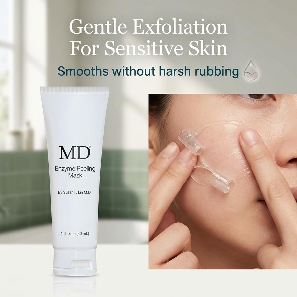 MD Enzyme Peeling Mask for Sensitive Skin - Gentle Exfoliating Gel with Papaya & Pineapple Enzymes - Professional Brightening Peel-Off Mask for Clear Pores and Smooth Texture - 30mL - Maple Wellness Supplements