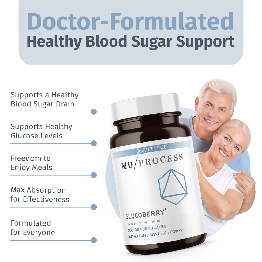 MD Process GlucoBerry Maqui Berry Extract with Chromium Picolinate for Blood Health Support - with Biotin and Gymnema Sylvestre - Doctor Formulated - 30 Capsules - TrustMedUSA