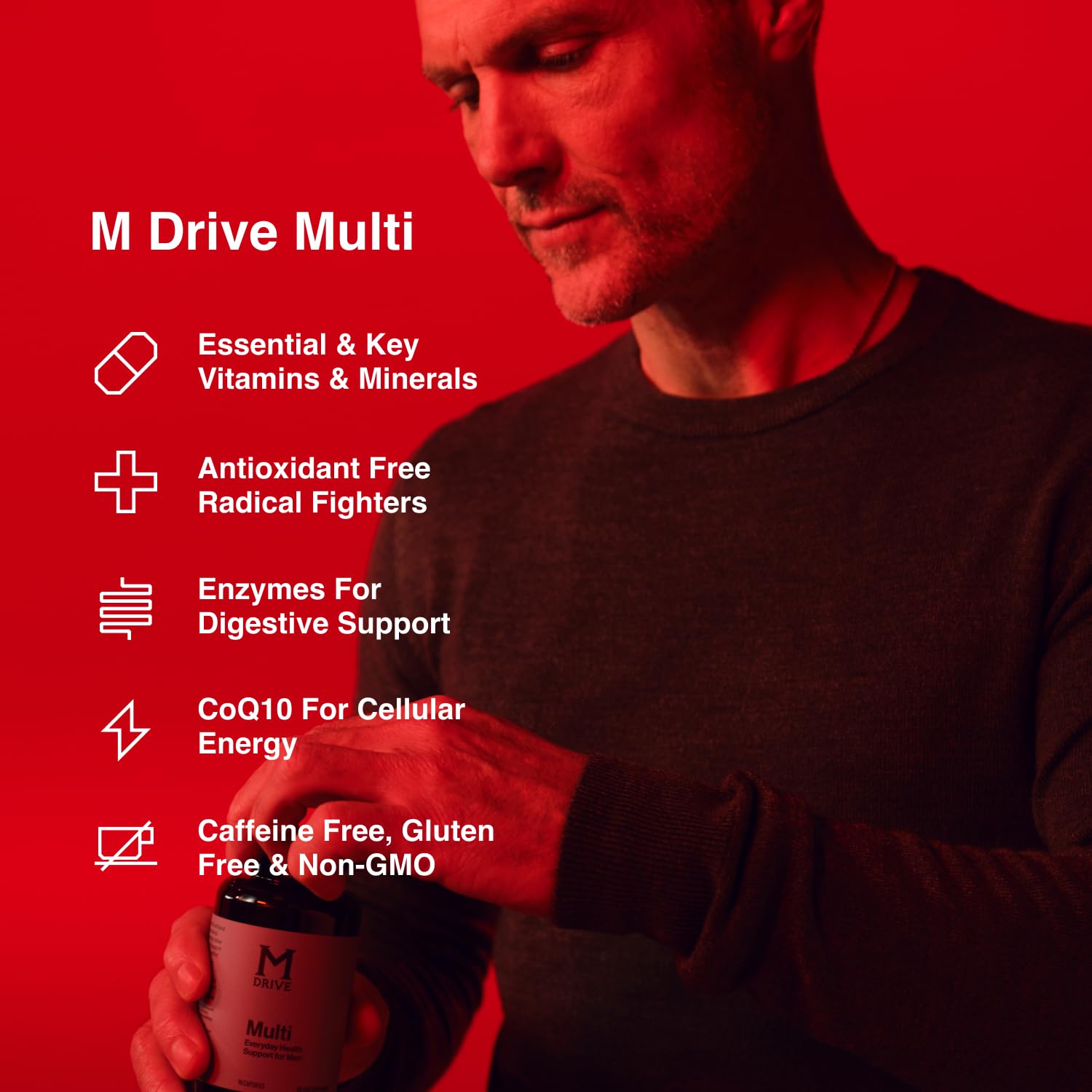Mdrive Multivitamin for Men, Daily Multivitamin - Immune Health Support from Zinc, Selenium, Manganese & Vitamin D, Enzymes for Digestive Support, CoQ10 for Energy and Vitamin K2, 90 Capsules - TrustMedUSA