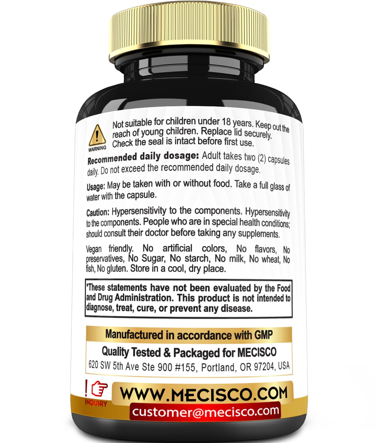 Mecisco 11 in 1 Citrus Bergamot Supplement 1000mg with Black Chokeberry, Berberine HCl & More - 90 Capsules - Supports Heart Health, Immune System, Energy Production - TrustMedUSA