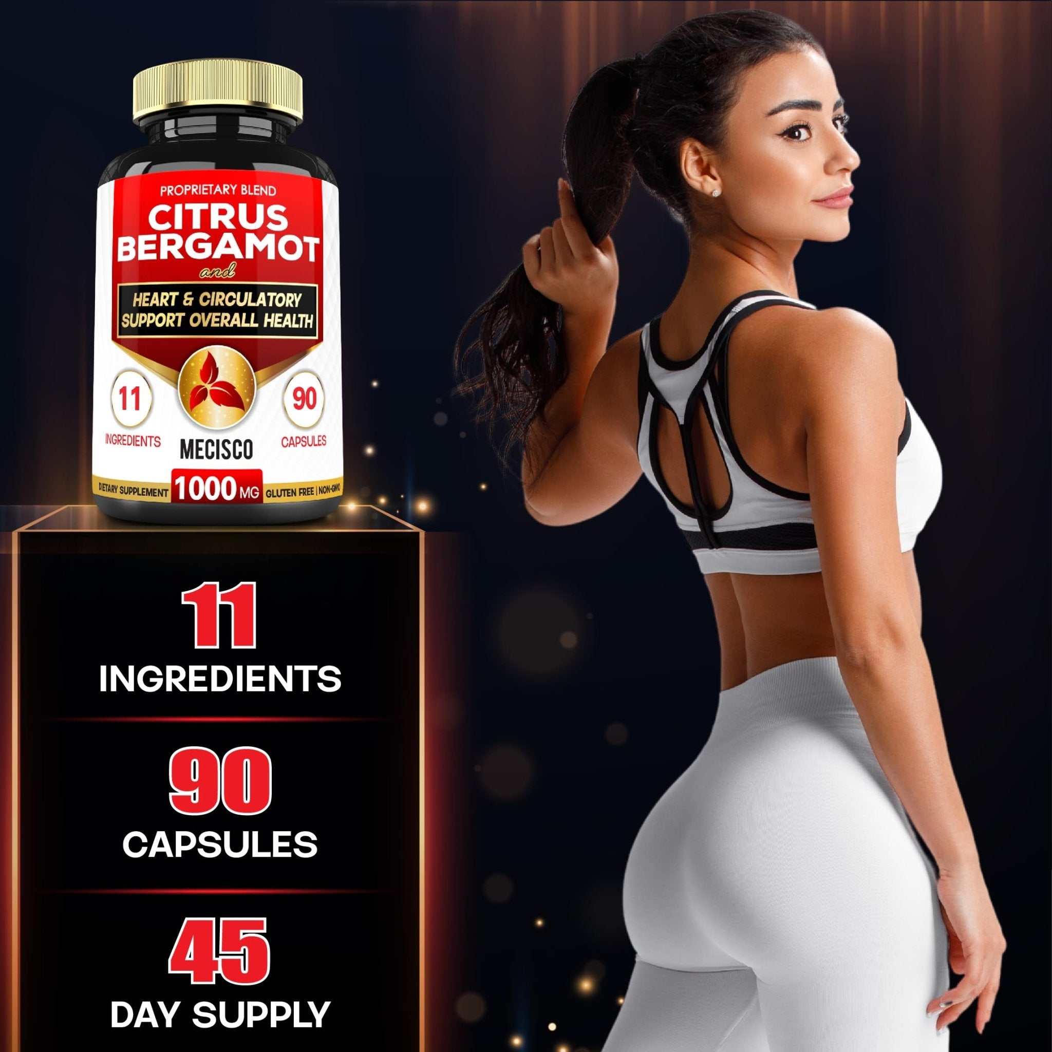 Mecisco 11 in 1 Citrus Bergamot Supplement 1000mg with Black Chokeberry, Berberine HCl & More - 90 Capsules - Supports Heart Health, Immune System, Energy Production - TrustMedUSA