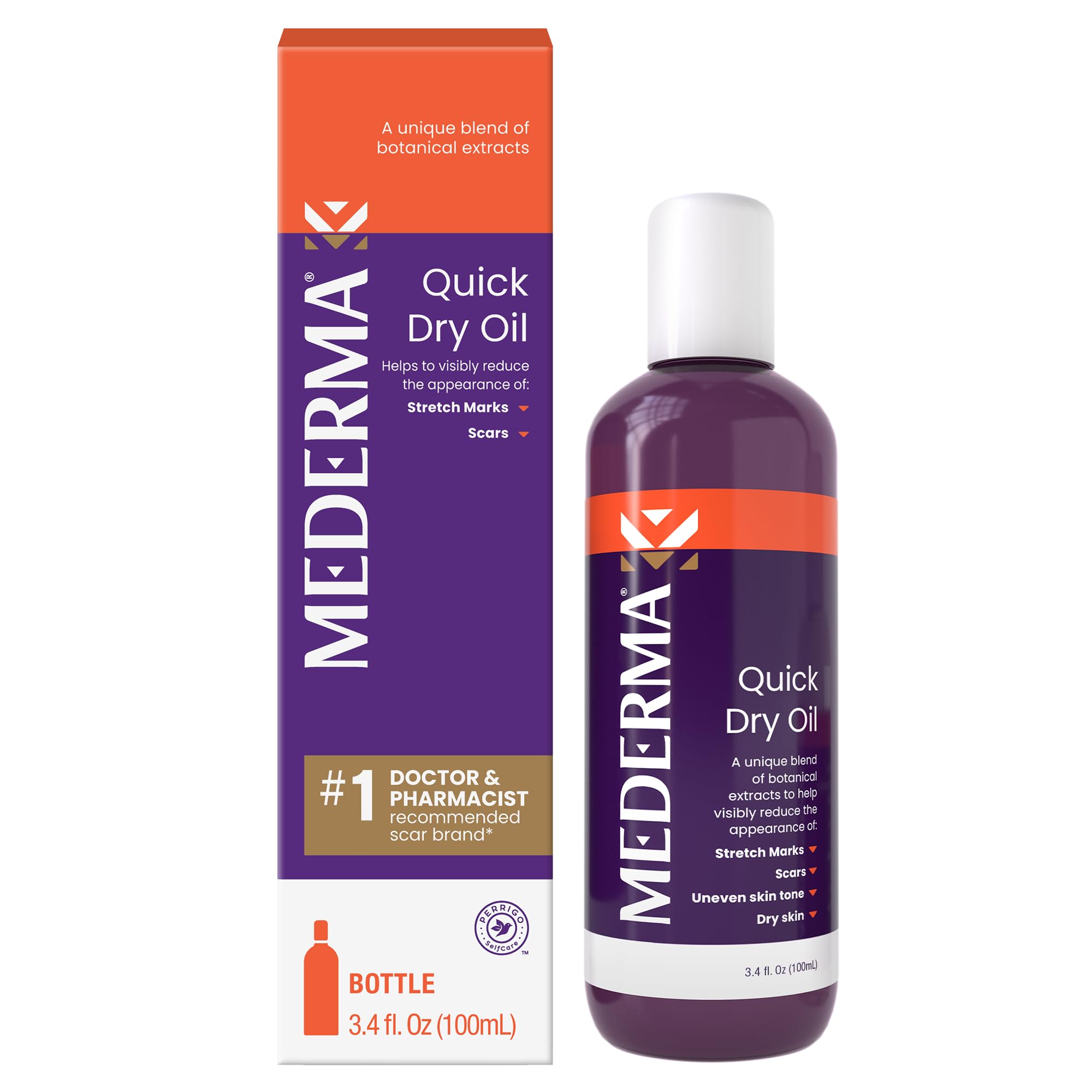 Mederma Quick Dry Oil, Scar and Stretch Mark Treatment, Helps to Improve the Appearance with Natural Botanical Extracts, Paraben Free, Fast-Absorbing, 3.4oz (100ml) - TrustMedUSA