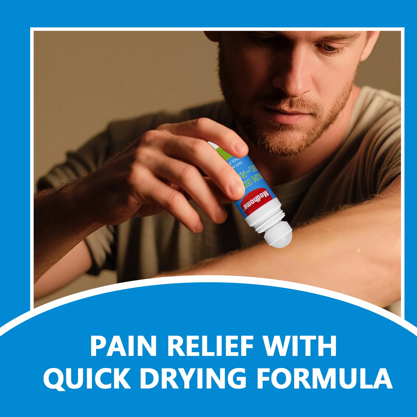 Medhome Pain Relief Roll On, Travel Size Pain Reliever, for Knee, Neck, Hip, Joint, Shoulder, Arthritis Pain Reliever, Fast Acting & Long Lasting Formula, Roll On Menthol Gel 2.5 oz (Pack of 1) - TrustMedUSA