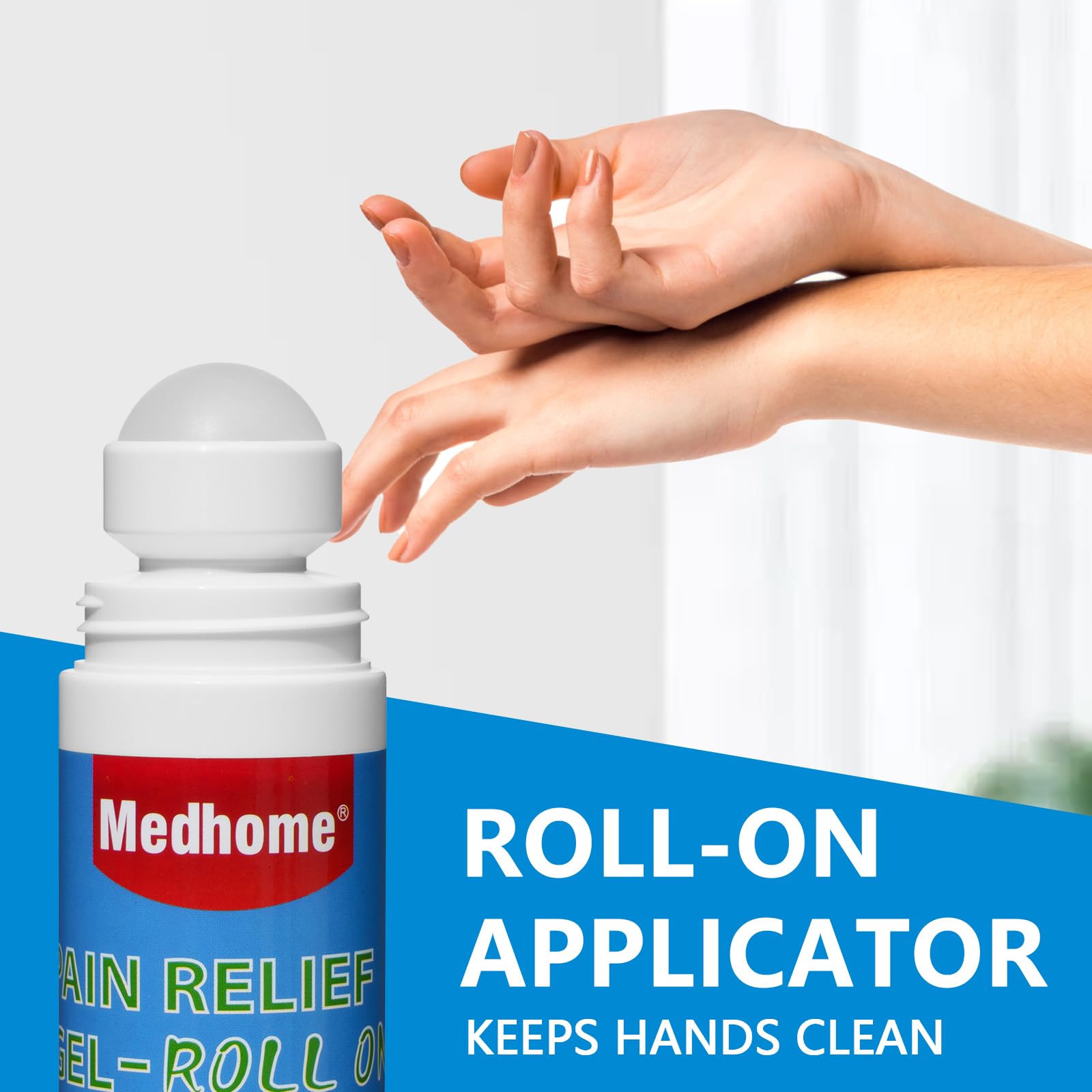 Medhome Pain Relief Roll On, Travel Size Pain Reliever, for Knee, Neck, Hip, Joint, Shoulder, Arthritis Pain Reliever, Fast Acting & Long Lasting Formula, Roll On Menthol Gel 2.5 oz (Pack of 1) - TrustMedUSA