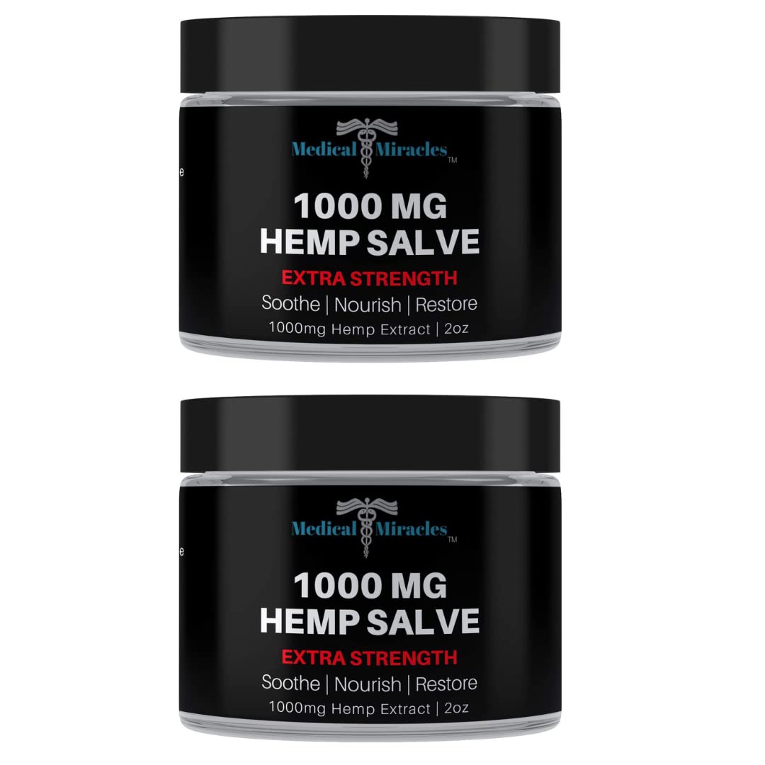 Medical Miracles| Hemp 1000 Mg Salve | Ideal for Hips, Joints, Neck, Back, Elbows, Fingers, Hands, Knees| Pack of 2 - TrustMedUSA