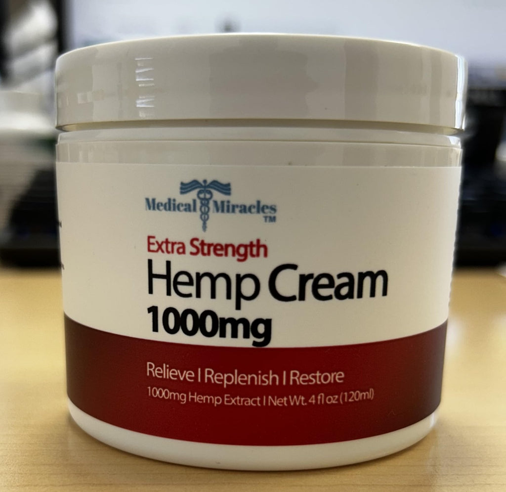 Medical Miracles Hemp Cream - Ideal for Hips, Joints, Neck, Back, Elbows, Fingers, Hands, and Knees (1000mg) Now NEW 4OZ Size - TrustMedUSA