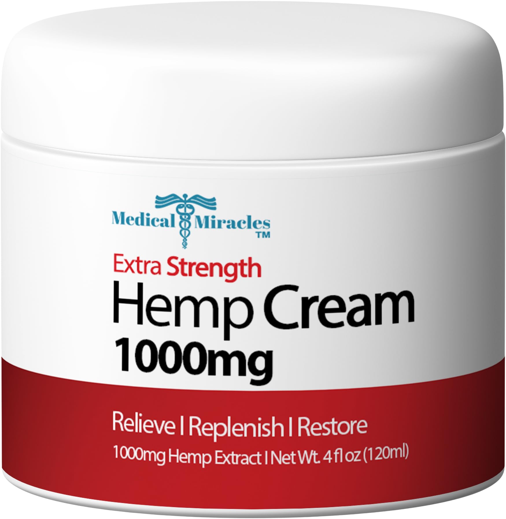 Medical Miracles Hemp Cream - Ideal for Hips, Joints, Neck, Back, Elbows, Fingers, Hands, and Knees (1000mg) Now NEW 4OZ Size - TrustMedUSA