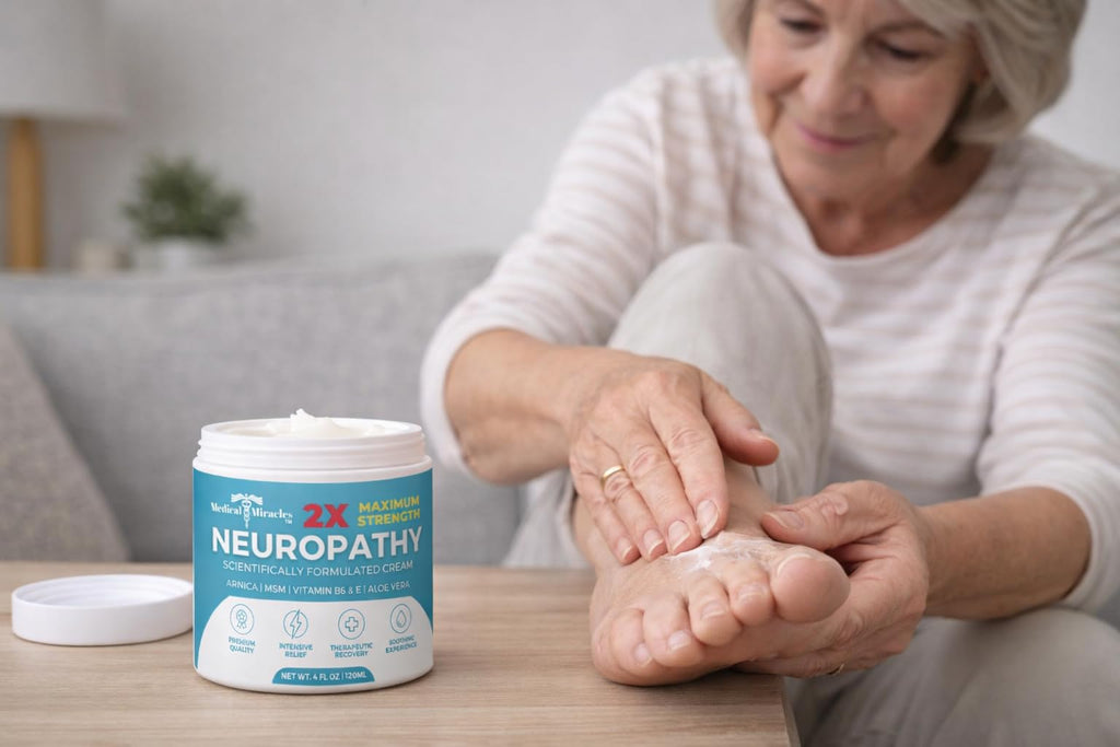 Medical Miracles Neuropathy Cream 2X Strength | Nerve Therapy Max Potency Relief for Feet, Hands, Legs, Toes - Arnica, Vitamin B6, Aloe Vera, MSM - Crafted for Exceptional Relief 4oz - TrustMedUSA