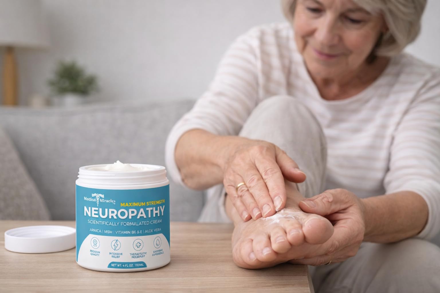 Medical Miracles Neuropathy Cream | Nerve Therapy Max-Potency Relief Cream for Feet, Hands, Legs, and Toes - Enriched with Arnica, Vitamin B6, Aloe Vera, MSM - Crafted for Exceptional Relief 4oz - TrustMedUSA