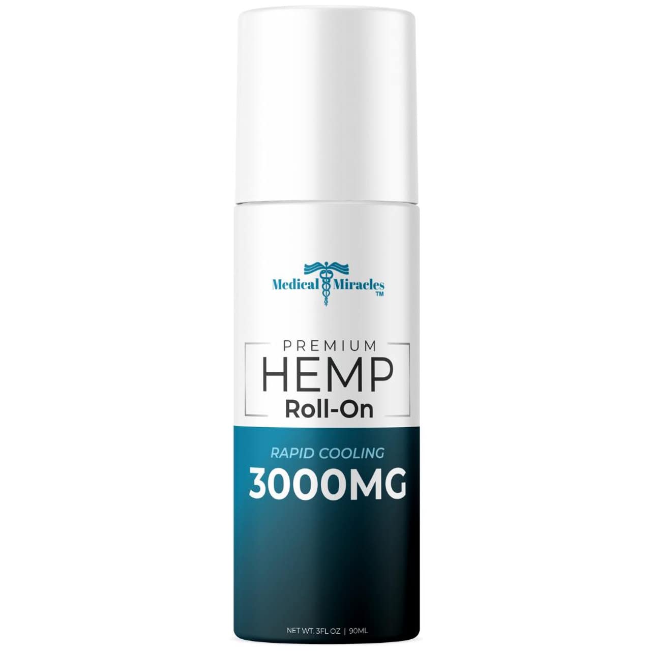 Medical Miracles New Hemp Oil Roll On - Ideal for Muscles, Hips, Joints, Neck, Back, Elbows, Fingers, Hands, and Knees (3000mg Roll-On) - TrustMedUSA